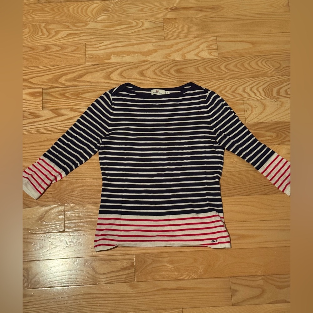 SALE: Vineyard Vines Navy Red White Striped Boatneck Women's Top Size XS